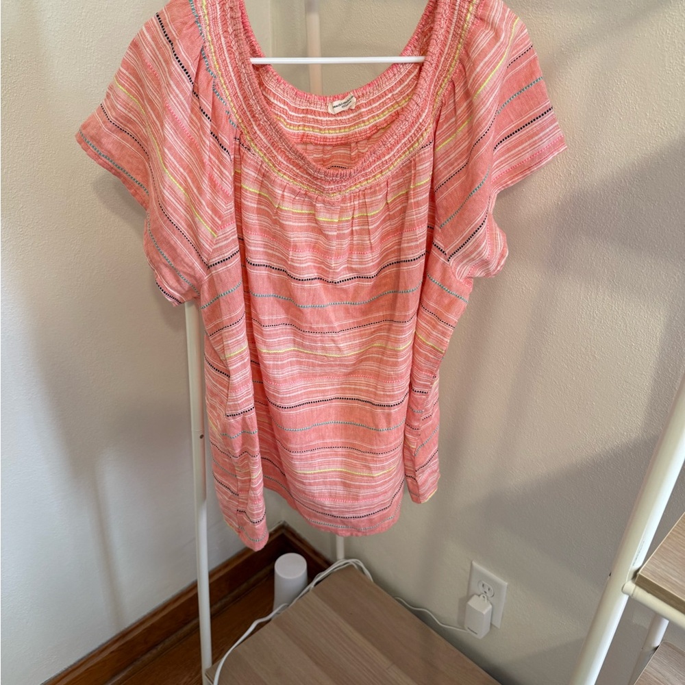 beachlunchlounge Pink Striped Short Sleeve Top